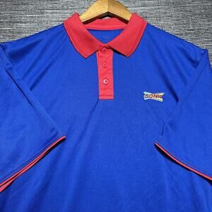 Sonic Polo Shirt Men's M Blue Red Employee Short Sleeve